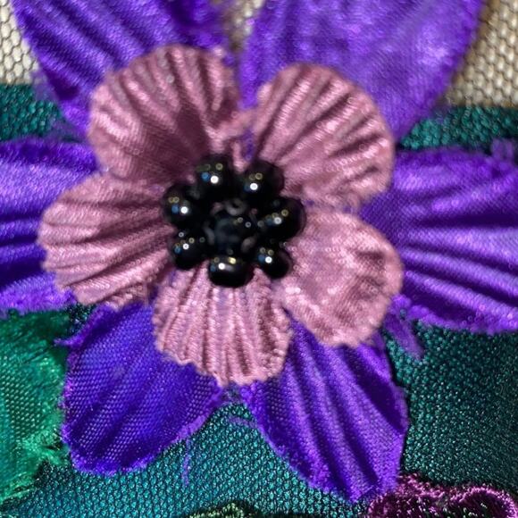 Marchesa notte Silk Embroidered Floral High Low Gown in Green - Picture 11 of 14